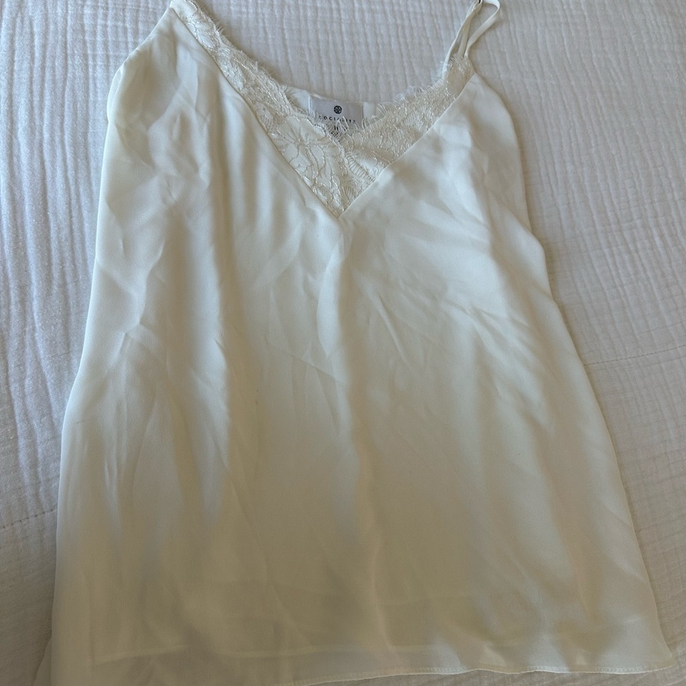 Elegant Cream Lace Trim Women's Top